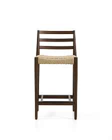 Полубарный стул Analy из массива дуба в отделке орех и веревочным сиденьем 65 см