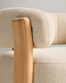 Уличное кресло Granite бежевое с ножками из тикового дерева