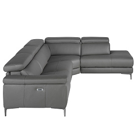 Угловой диван с реклайнером 5320-R-M9019 /6111 серый кожаный