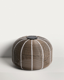 Уличный светильник Garoina солнечных батареях из искусственного ротанга цвета таупе 50 см