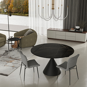 Обеденный стол TOLEDO стекло с керамикой, черный металл
