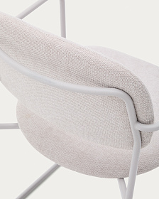 Стул Meli из бежевого шенилла с бежевой металлической структурой