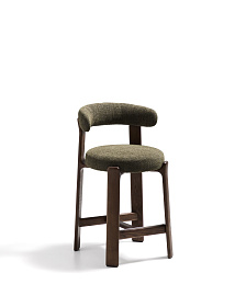 Полубарный стул Granite из зеленого шенилла и ясеня с отделкой орех 65 см