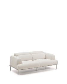 2-местный диван Aurum из шенилла цвета экрю и бежевого металла 210 см