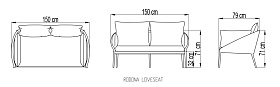 Диван RODONA двухместный BEIGE-CARBON MATTE