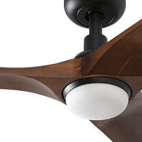 Вентилятор HEYWOOD S Ш900mm черный / темное дерево 3P LED 10W CCT
