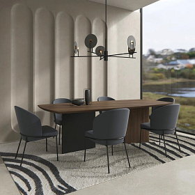 Обеденный стол MIRAMAR шпон ореха F,черный матовый лак 200x109