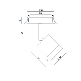 Встраиваемый потолочный светильник Mimu бронзовый металл, коричневый мрамор