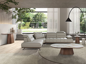 Журнальный стол 2160 из керамики в мраморной отделке и ореха