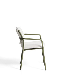 Уличный стул Linosa из зеленого алюминия с бежевой подушкой