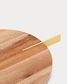 Zairin Сервировочная доска из 100% акации с ручкой из желтого металла