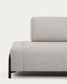 2-местный модуль дивана Compo из шенилла серо-бежевого цвета с черным каркасом, 200 см