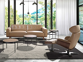 Поворотное кресло 5087/A928-M5668 с обивкой из песочной кожи