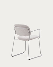 Стул Meli из бежевого шенилла с бежевой металлической структурой