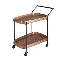 Тележка сервировочная 3290 из орехового дерева и черной стали