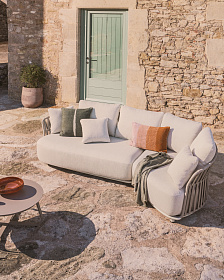 Уличный модульный диван Osani из алюминия экрю и веревки цвета таупе 274 см