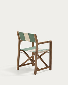 Уличный cкладной стул Vilara в зелёно-бежевую полоску из акации