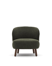 Кресло Ulit из зеленой синели с ножками из ясеня с отделкой под орех