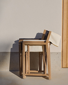 Складной стул Vilara для улицы из акации и текстиля белого цвета