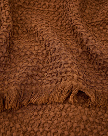 Вафельный плед Nulina из хлопка темно-оранжевого цвета 130 x 170 см