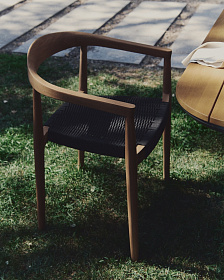 Ydalia Садовый стул из натурального тика и черной веревки