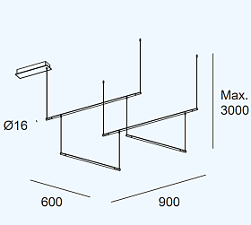 Подвес Tubs Modular Track with 2 Lineal 600mm 00-A184-05-M1