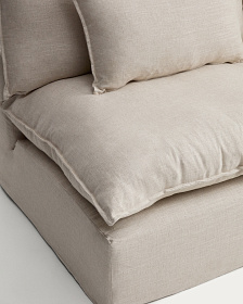 Кресло модульное Anarela бежевое из льна и вискозы со съемным чехлом, 110 см