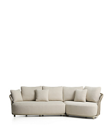 Уличный модульный диван Osani из алюминия экрю и веревки цвета таупе 274 см