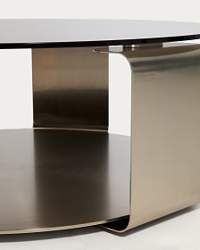 Журнальный столик Dolven из коричневого стекла и матовой стали, 80 см