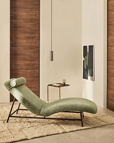 Кушетка Osla из зеленого шенилла с ножками из матовой нержавеющей стали, 175 см