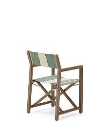 Уличный cкладной стул Vilara в зелёно-бежевую полоску из акации