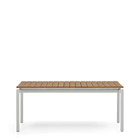 Уличный раздвижной стол Canyelles из полистирола и алюминия светло-серого цвета, 180 (240) x 100