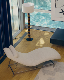 Кушетка Osla из бежевого шенилла с ножками из стали