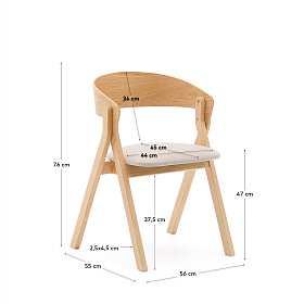 Стул Godia из дерева в натуральном цвете и бежевого шенилла