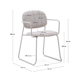 Стул Meli из бежевого шенилла с бежевой металлической структурой