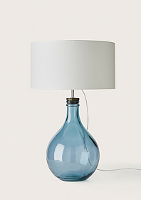Настольная лампа Sam синее стекло + белый абажур 801011/46 