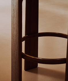 Granite Барный табурет из коричневого шенилла и массива ясеня в отделке орех 75 см