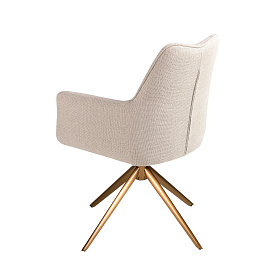 Поворотное кресло 4237 из кремовой ткани