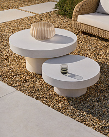Aiguablava Круглый журнальный столик из белого цемента Ø 90 см
