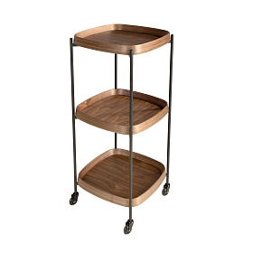 Мини-бар на колесиках 3291 из орехового дерева и черной стали