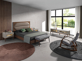 Банкетка 5107/WD1404 с обивкой из темно-серой ткани