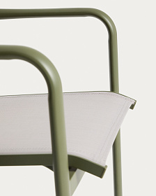 Уличный стул Luri из алюминия зеленого цвета и бежевого текстиля