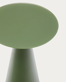 Приставной столик Wilshire из стали с закаленным стеклом с матовой зеленой отделкой Ø35 см