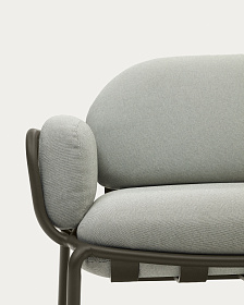 Уличный диван Joncols из серой ткани и зеленым алюминиевым каркасом 225 см