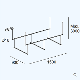 Подвес Tubs Modular Pendant Track with 3 Lineal 900mm 00-A103-05-M1