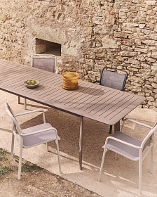 Уличный стул Luri из алюминия цвета экрю и бежевого текстиля