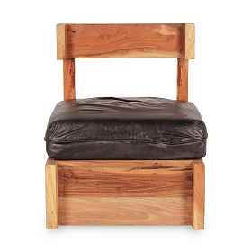 Деревянное кресло Galeric с черной кожаной подушкой