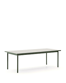 Уличный стол Maurina из стали зелёного цвета с керамической плиткой цвета экрю 223 x 101 см