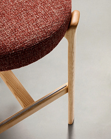 Барный стул Granite из терракотовой синели и ясеня с натуральной отделкой 75 см