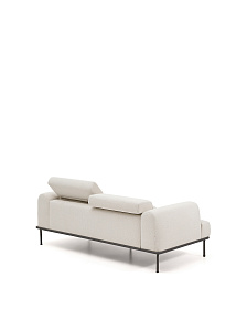 2-местный диван Aurum из шенилла цвета экрю и серого металла 210 см